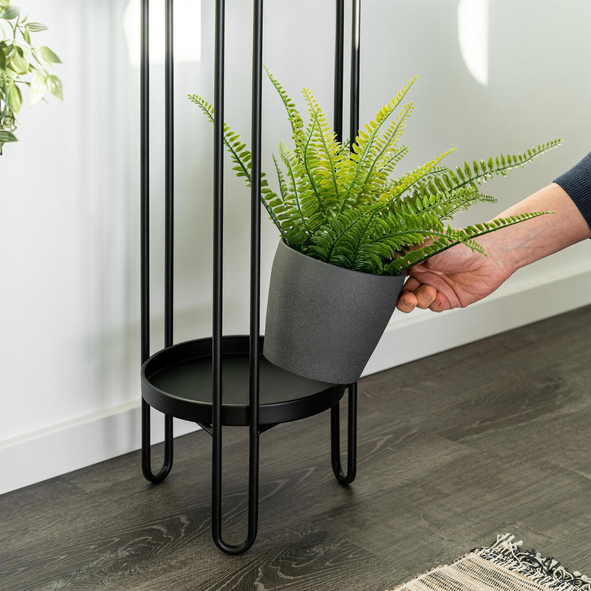 BLUMENHOCKER 2er-Set, schwarz, Metall - Schwarz, Metall (20.7/20.7/74.7cm) - bremermann