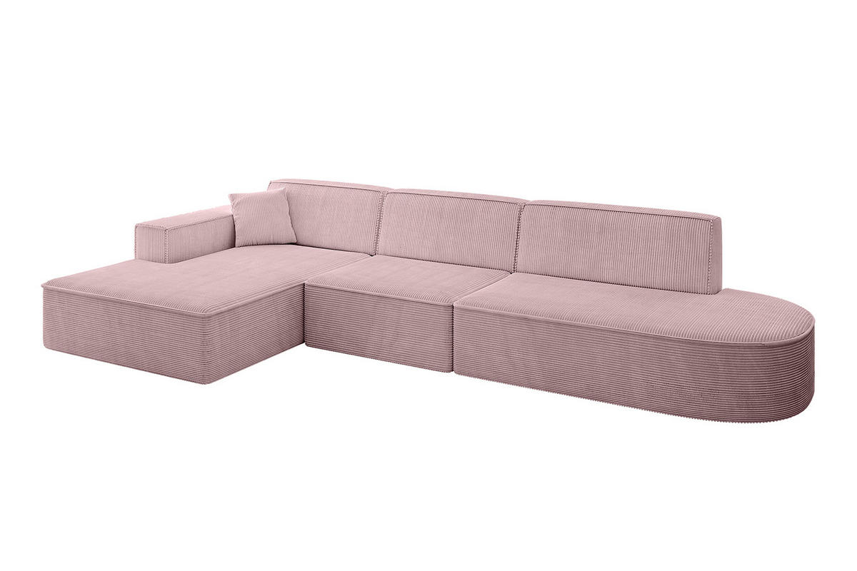 ECKSOFA Ottomane Links IREA-L2-v4 - 327x165x77 cm Rosa - Rosa, Holzwerkstoff/Textil (327/165cm) - ALTDECOR