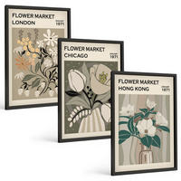 BILDER SET 3er Set - 40x60 cm Schwarzer Rahmen - Blumenmessen London Chicago Hongkong - Schwarz, Kunststoff (40/60cm) - TULUP
