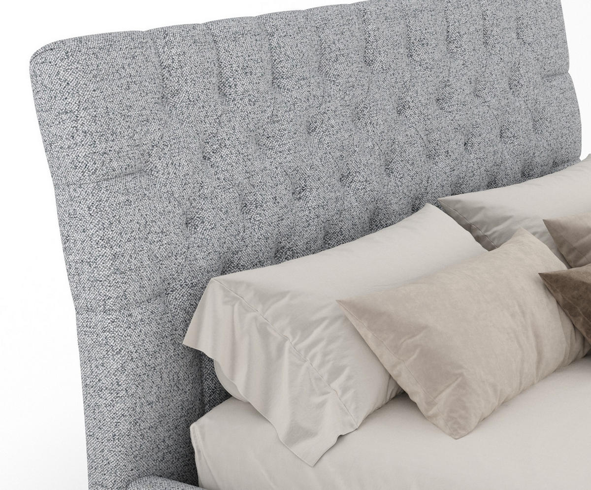 POLSTERBETT Vezzola Grau 120/200 cm im Webstoff - Naturfarben/Grau, Holz/Holzwerkstoff (120/200cm) - Maison de Reve