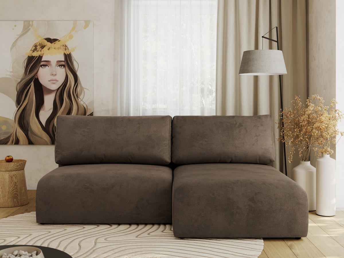 ECKSCHLAFSOFA VIVO L Braun Velvet - rechts - Schwarz/Braun, Kunststoff/Textil (150/223cm) - MKS