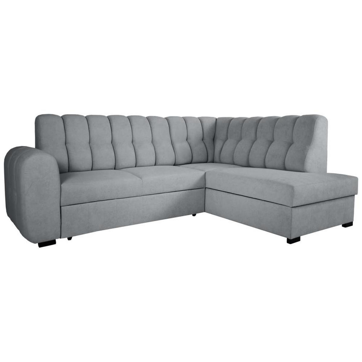 ECKSCHLAFSOFA Zoja rechts hellgrau - Hellgrau/Schwarz, Textil (261/193cm) - Beautysofa