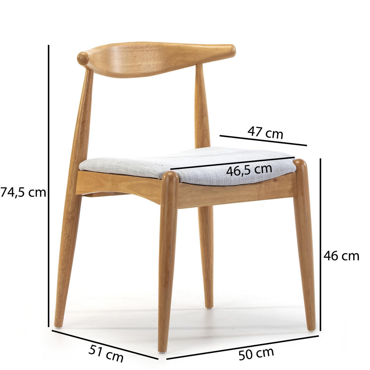 STUHL 2er-Set Corzo Farbe Eiche - Honigeiche, Holz (50/74/52cm) - VS Venta-stock