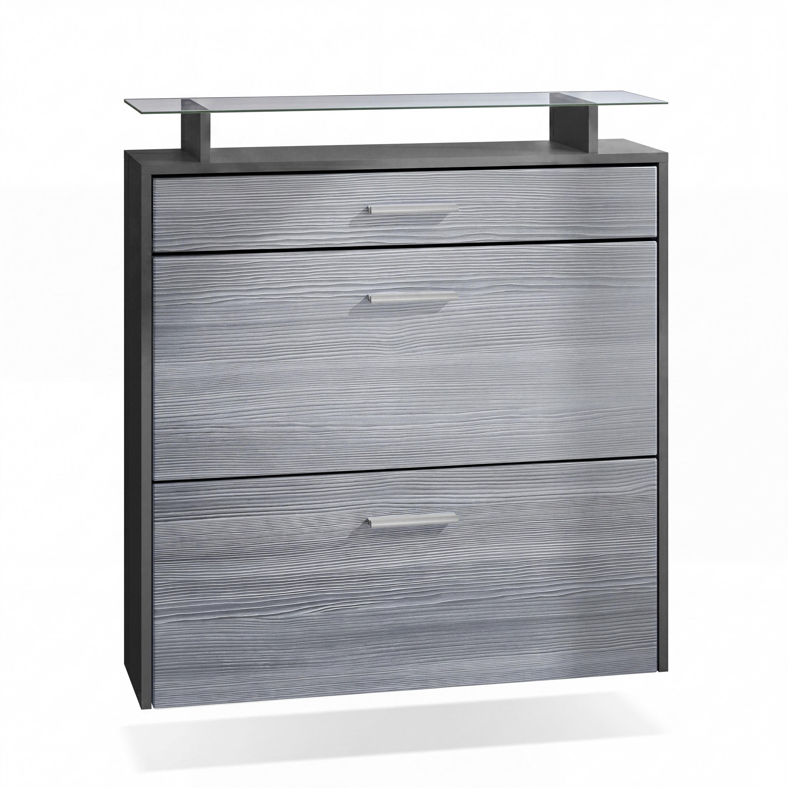 SCHUHSCHRANK Malea Fronten in Avola-Anthrazit - Anthrazit, Holzwerkstoff (89/96/23cm) - Vladon