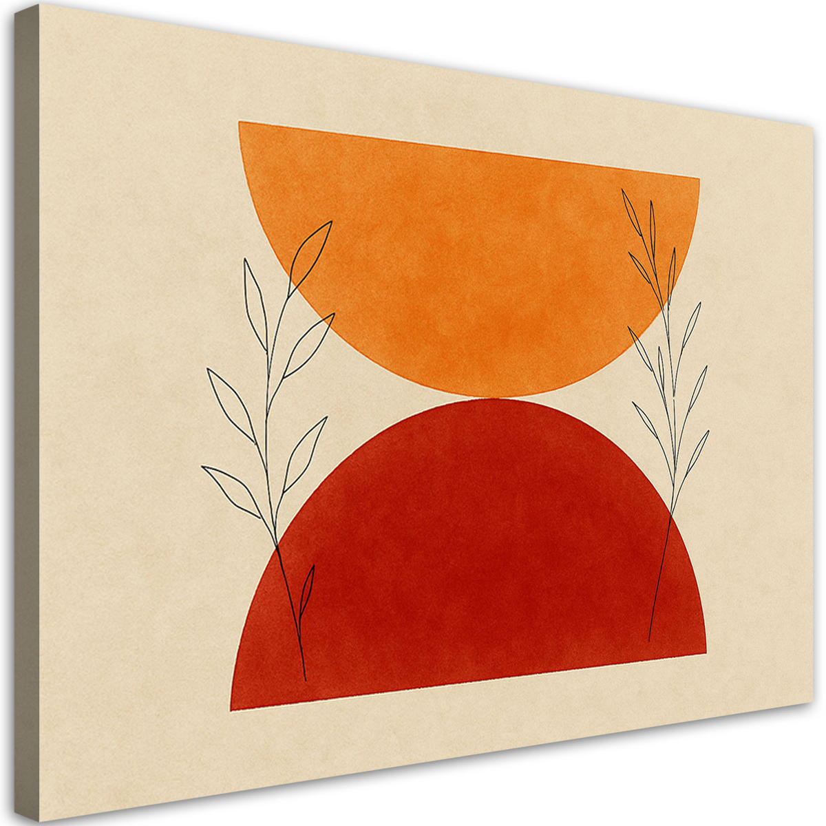 LEINWANDBILD Blätter Geometrische Abstraktion Beige 120x80cm - Beige, Textil (120/80cm) - Feeby