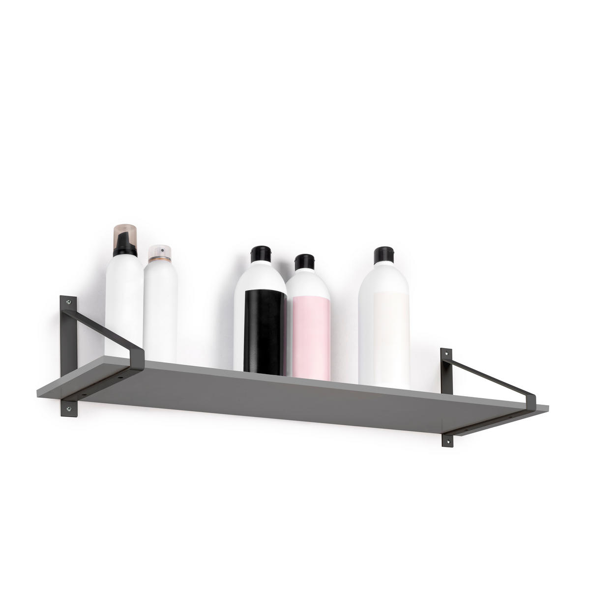 TRÄGER-SET für Regale in Holz Shelf mit dreieckiger Form, Stahl, Schwarz - Schwarz, Metall (22.5/3/22cm) - EMUCA
