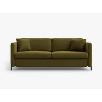 AUSKLAPPBARES-SOFA Gloria aus Samt grün 3 Sitzplätze - Grün, Textil (102/80/202cm) - Micadoni