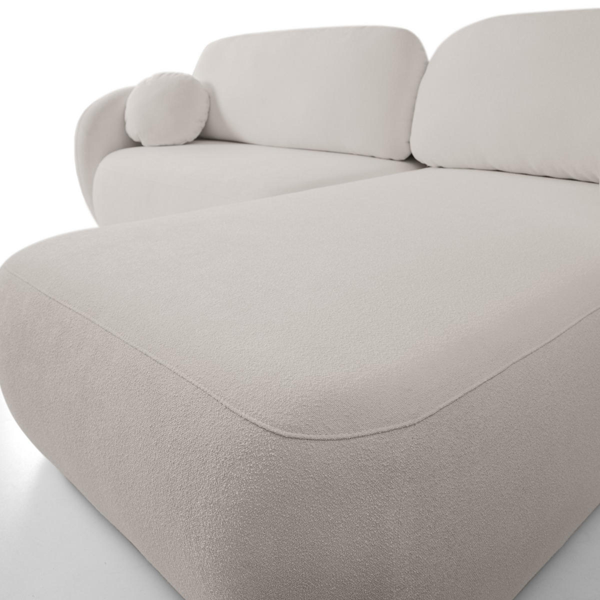 ECKSOFA AMICO R-S Hellgrau Geflochtener Stoff mit Schlaffunktion - Hellgrau, Holz (248/174cm) - MASSENO