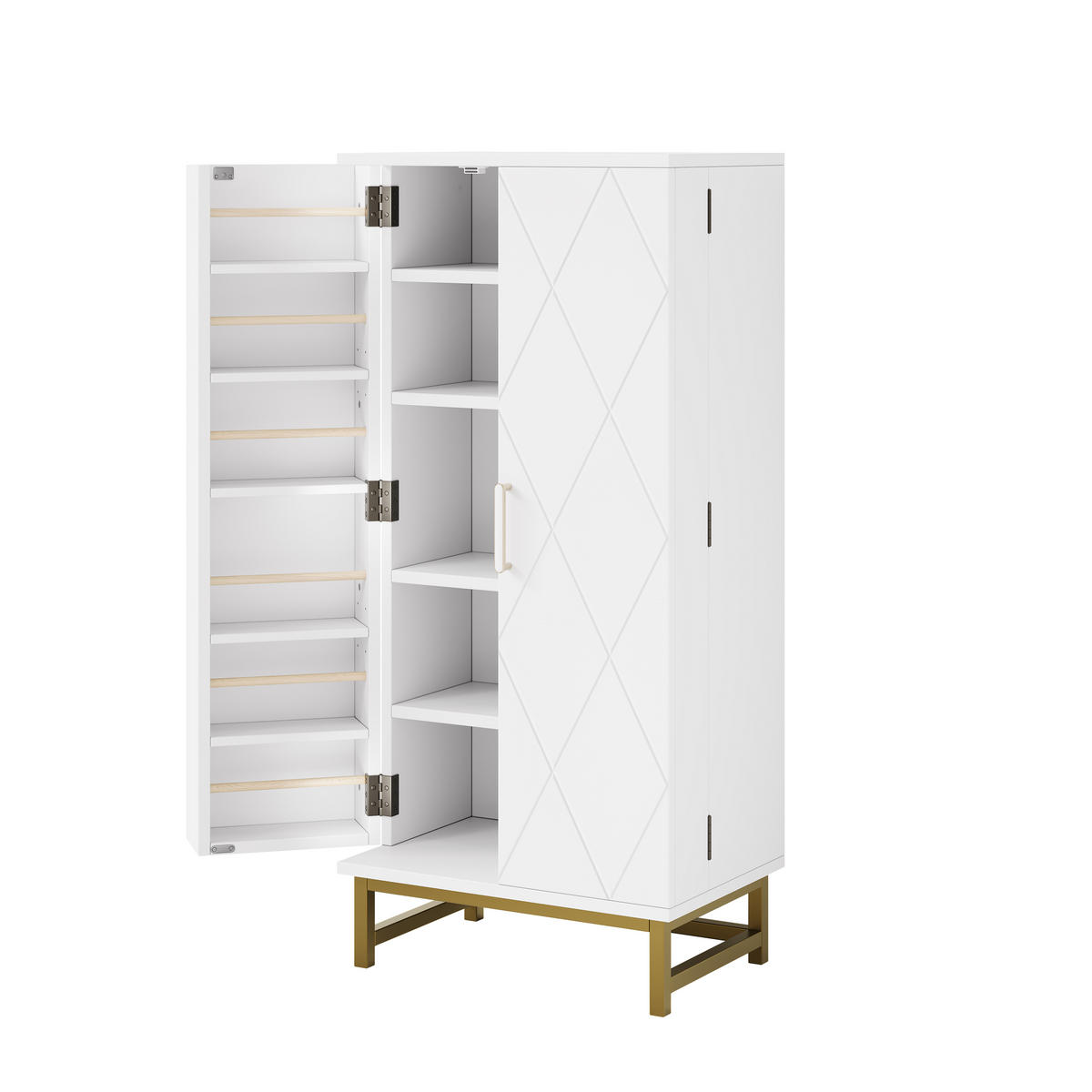 KÜCHENSCHRANK Sideboard Verstellbare Böden Weiß Gold - Weiß, Holzwerkstoff (60/130/40cm) - FLIEKS