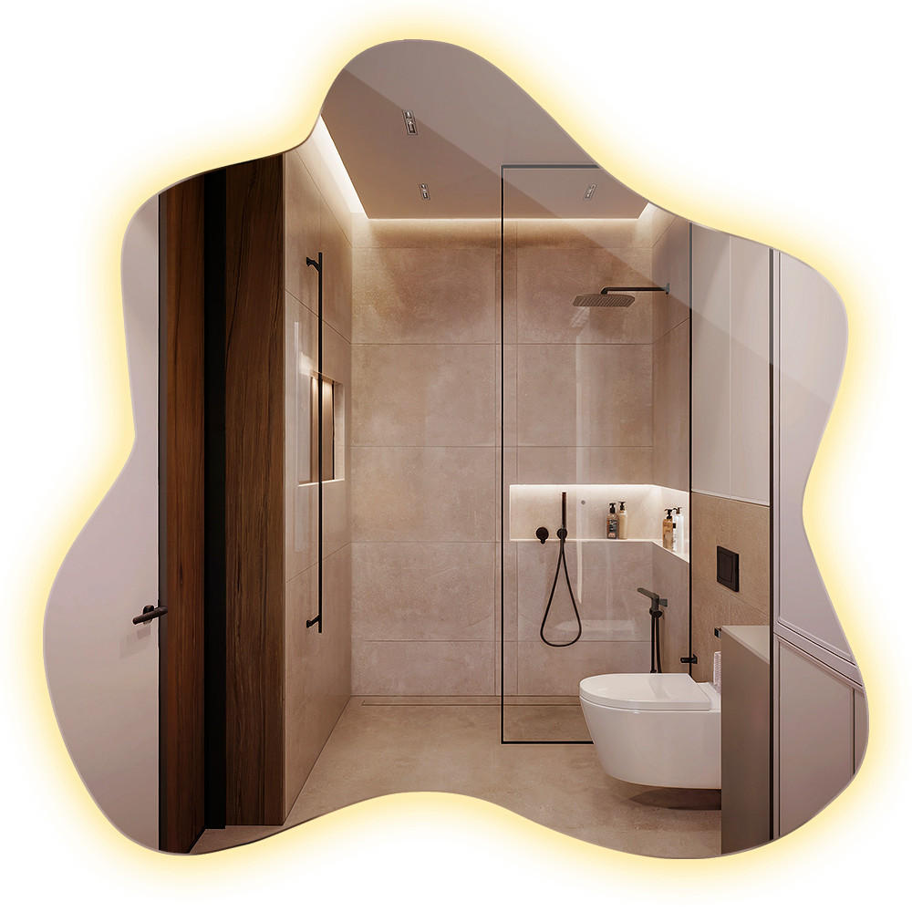 LED SPIEGEL 48,3 x 47,9 cm Unregelmäßige Form Warmweiß 3000K - Transparent, Glas (48.3/48.3/0.4cm) - TULUP