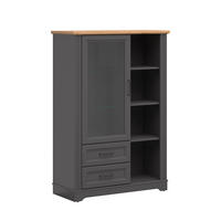 VITRÍNA Charlie Grey - šedá, kompozitní dřevo (100/146/42cm) - Petits-meubles