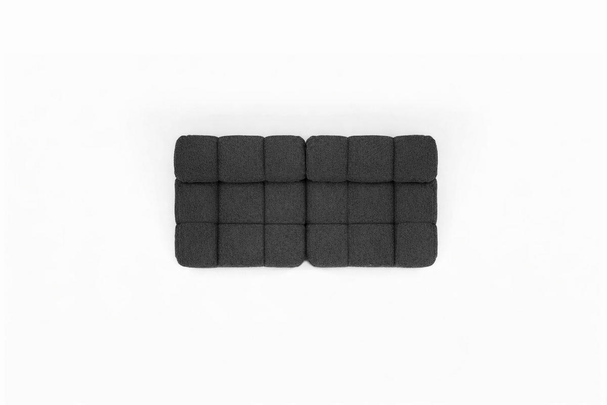 COUCH, 2-Sitzer Modular, Bouclé-Stoff Abriamo, Graphit, Selia - Graphitfarben, Holz (190/70/95cm) - Kaiser Möbel