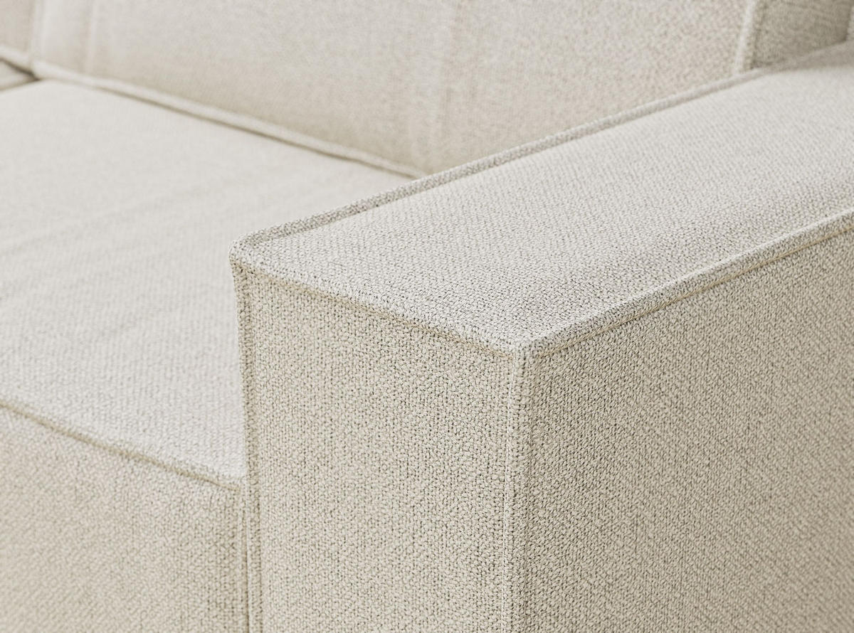 ECKSOFA MIT SCHLAFFUNKTION Zaya Creme Webstoff - Creme/Schwarz, Holz/Holzwerkstoff (255/148cm) - Maison de Reve