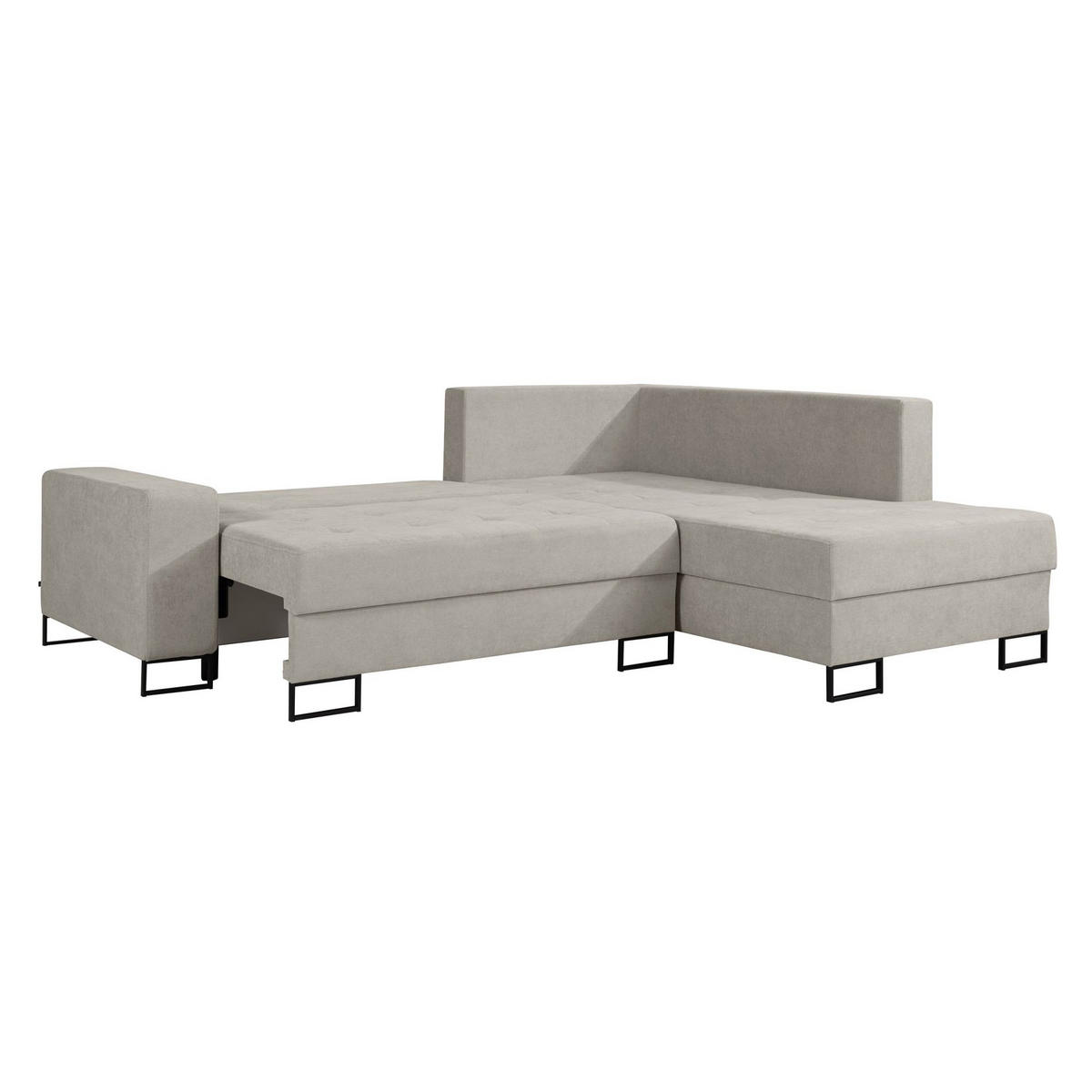 ECKSOFA Larelle Hellbeige Chenille 245 cm - Ecru/Schwarz, Textil/Metall (200/245cm) - Selsey