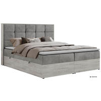 BOXSPRINGOVÁ POSTEĽ ALNOR 200/200 Svetlosivá Samet - Topper Visco - H3 (stredne tvrdý) - čierna/svetlosivá, textil/plast (200/200cm) - MKS