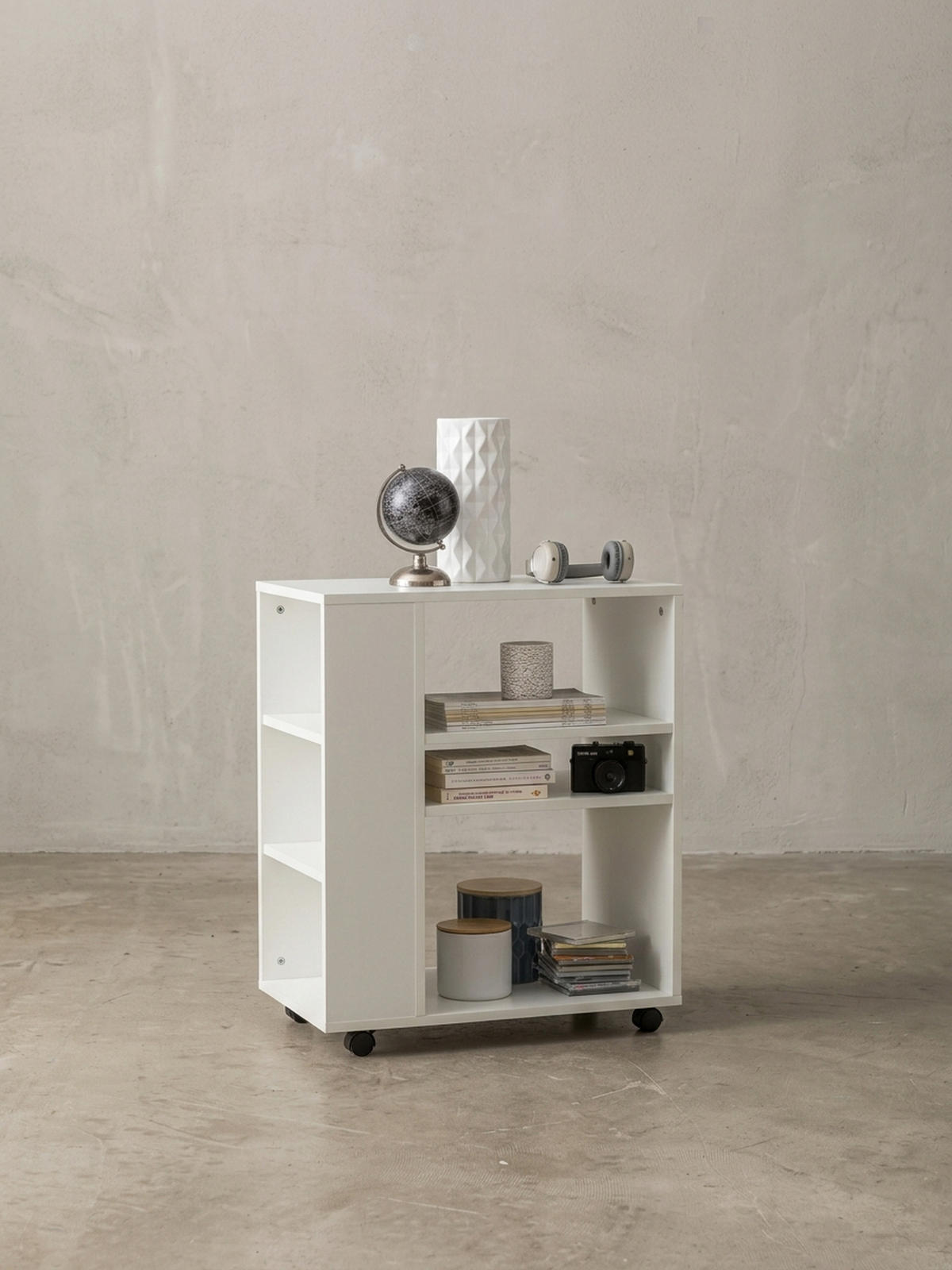 REGAL Multifunktional Mit Rollen Modern BRENTA, Weiß 60x35x75 cm - Weiß, Holz/Kunststoff (60/75/35cm) - KADIMA DESIGN