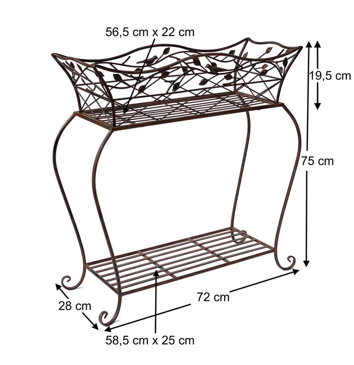 BLUMENSTÄNDER mit Korb Braun 75 cm 93980 L - Braun, Metall (72/75/28cm) - DanDiBo
