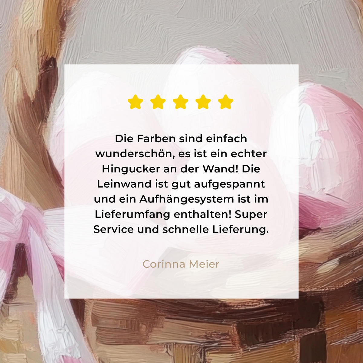 LEINWANDBILD Korb - Eier - Rosa Deko Groß 90x90 cm - Beige, Textil (90/90cm) - MuchoWow