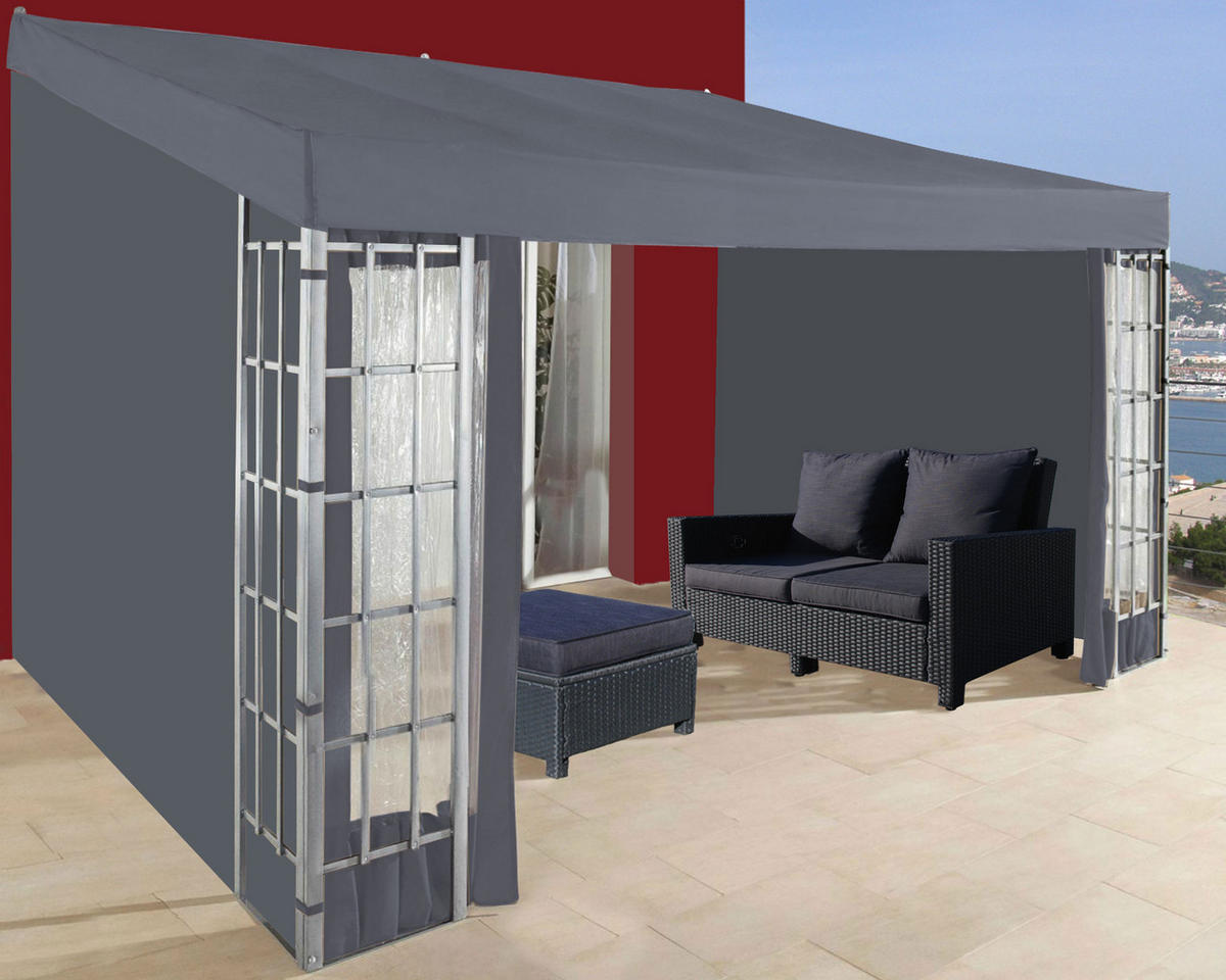3 Seitenteile Anbaupergola Alu Optik 3x4m Anthrazit - Grau, Textil (400/300cm) - QUICK STAR