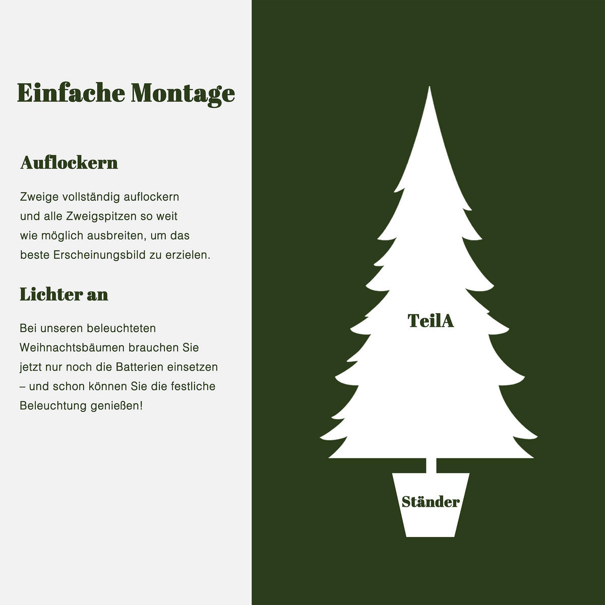 KÜNSTLICHER Weihnachtsbaum mit Beleuchtung und Timer, 90 cm - Grün, Kunststoff (90cm) - Hometopia