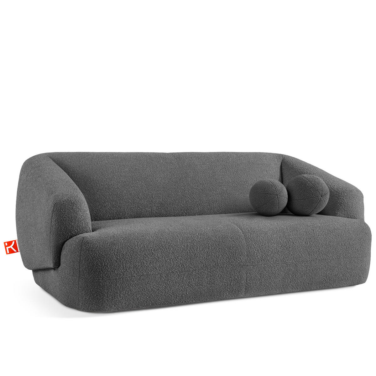 EINZELSOFA VIRA, Dunkelgrau, Bouclé - Dunkelgrau/Schwarz, Holz/Holzwerkstoff (210/84/100cm) - KONSIMO®