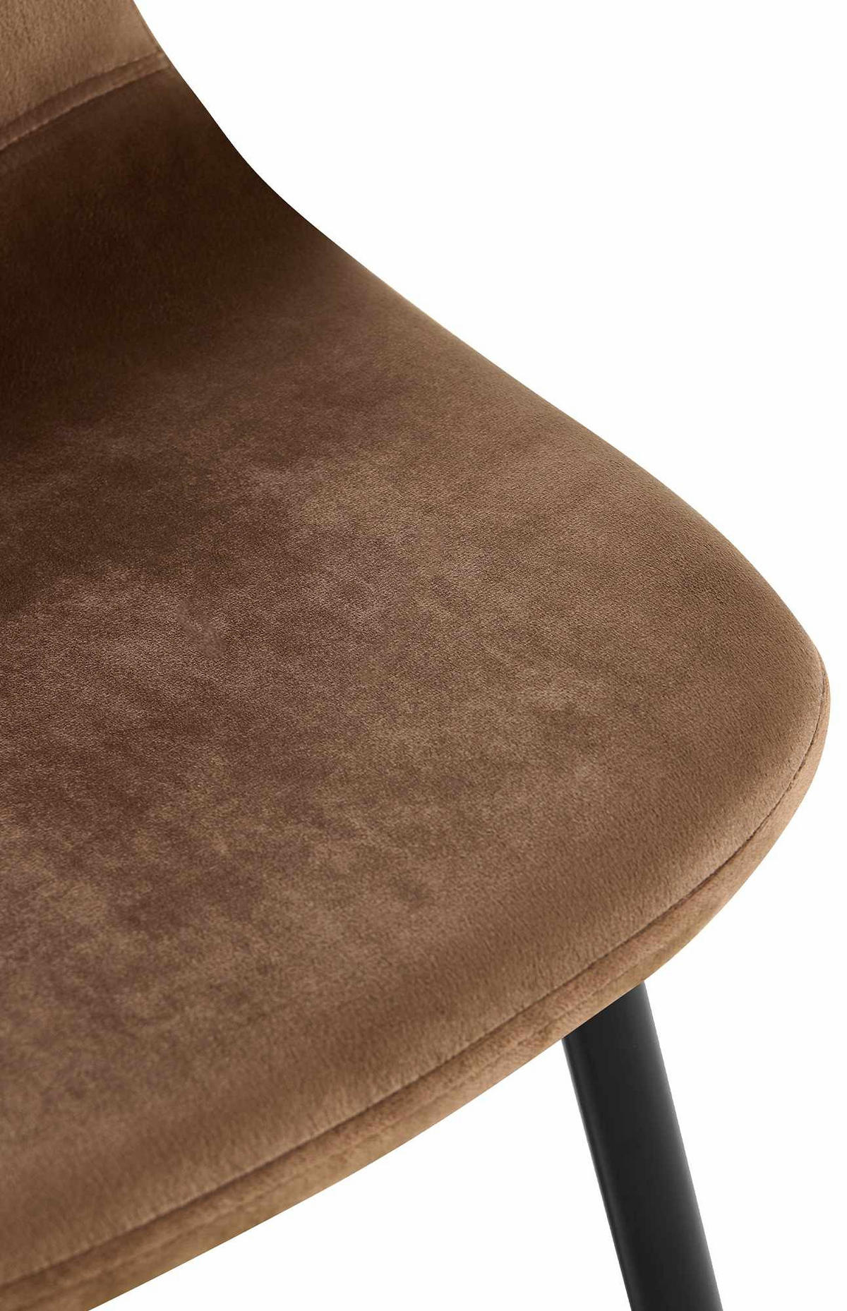 STUHL 4er Set Samt Braun - Schwarz/Braun, Textil/Metall (44/88/51cm) - CLP