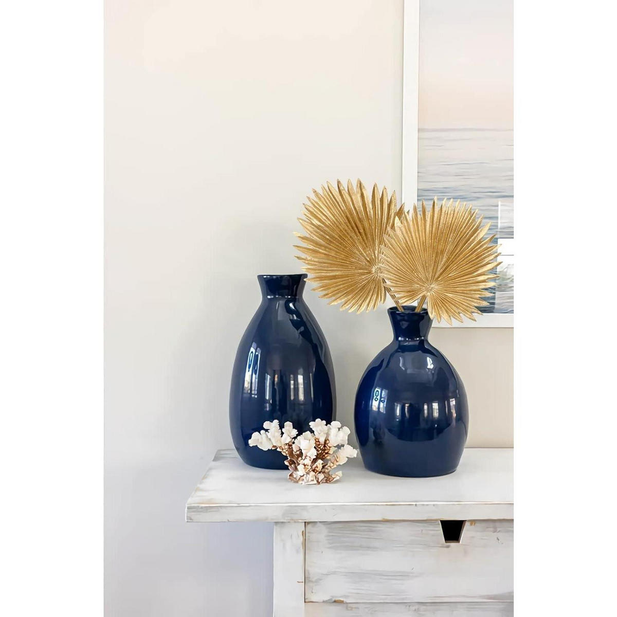 KUNSTPFLANZE 6-teiliges Set Palmenblätter Gold 45 cm - Goldfarben, Kunststoff (36cm)