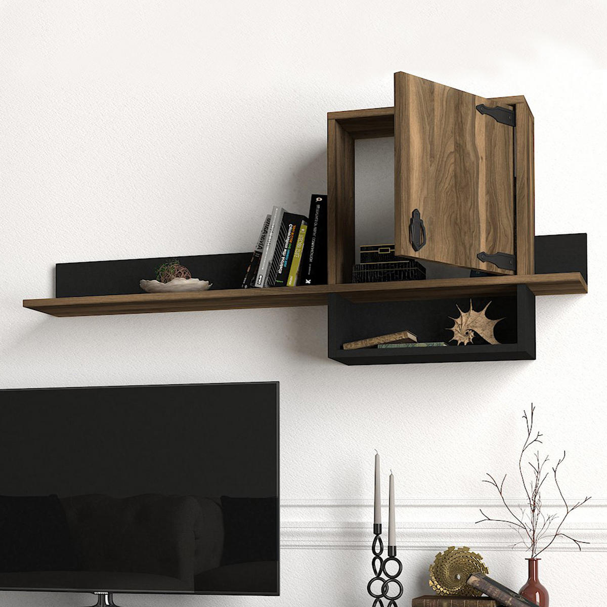 WANDREGAL ANTHES WALNUß - Braun, Holzwerkstoff (120/47/22cm) - moebel17