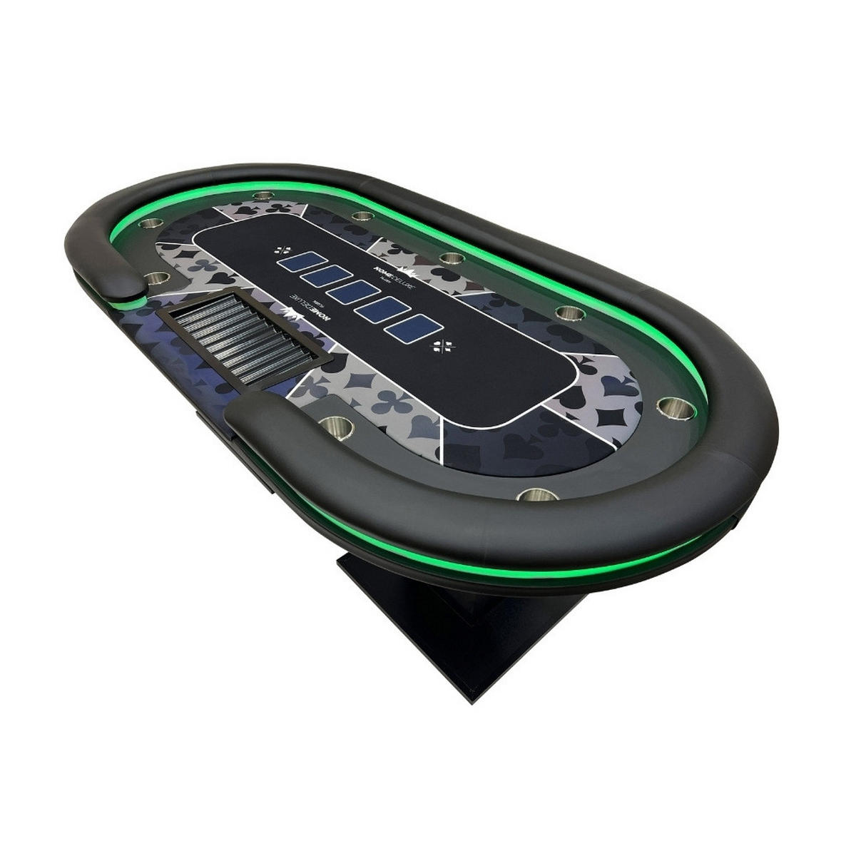 LED-POKERTISCH STRAIGHT FLUSH - Ausstattung: Tisch - Schwarz, Holzwerkstoff/Metall (106/213cm) - Home Deluxe