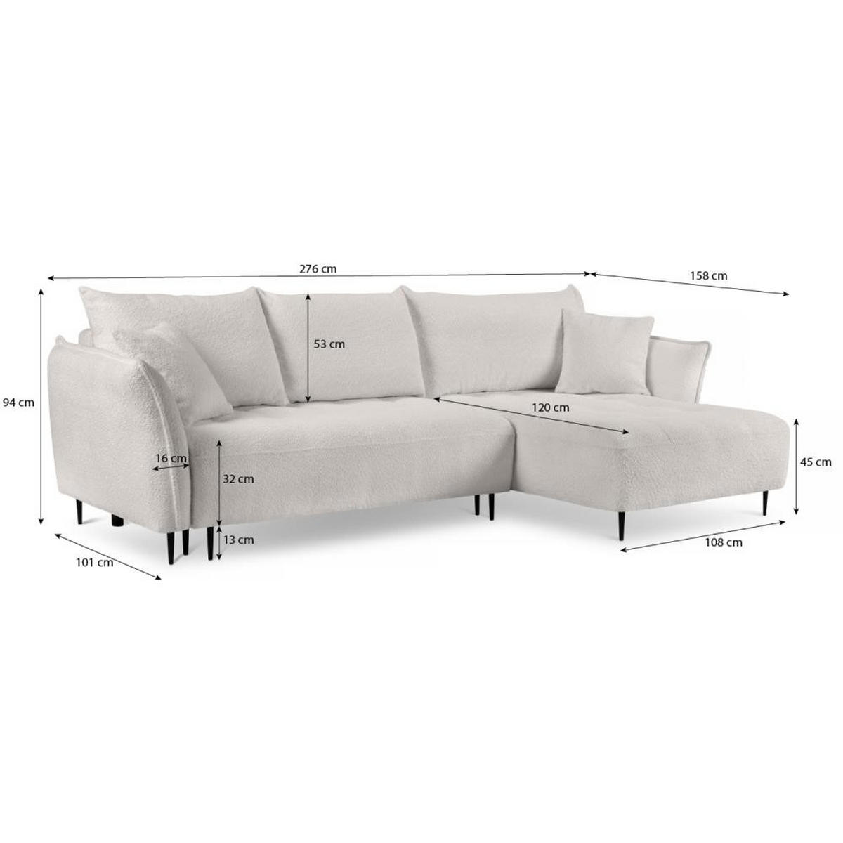 ECKSCHLAFSOFA Bari links beige - Beige/Schwarz, Textil (276/158cm) - Beautysofa