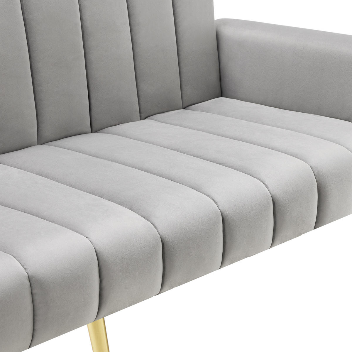 2-SITZER SCHLAFSOFA Samt Grau mit verstellbarer Rückenlehne und Armlehnen - Grau, Holzwerkstoff/Textil (183/75/76cm) - WISHDOR