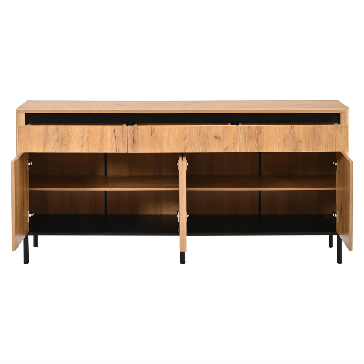 SIDEBOARD DE-37859 mit 3 Schubladen und 3 Lamellentüren Holzfarbe - Naturfarben, Holzwerkstoff (160/73/40cm) - ComfortXL