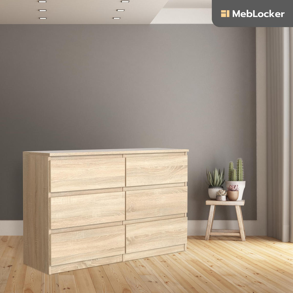 KOMMODE mit 6 Schubladen 120 cm SonomaEiche - Sonoma Eiche, Holzwerkstoff (120/78.5/39cm) - MebLocker