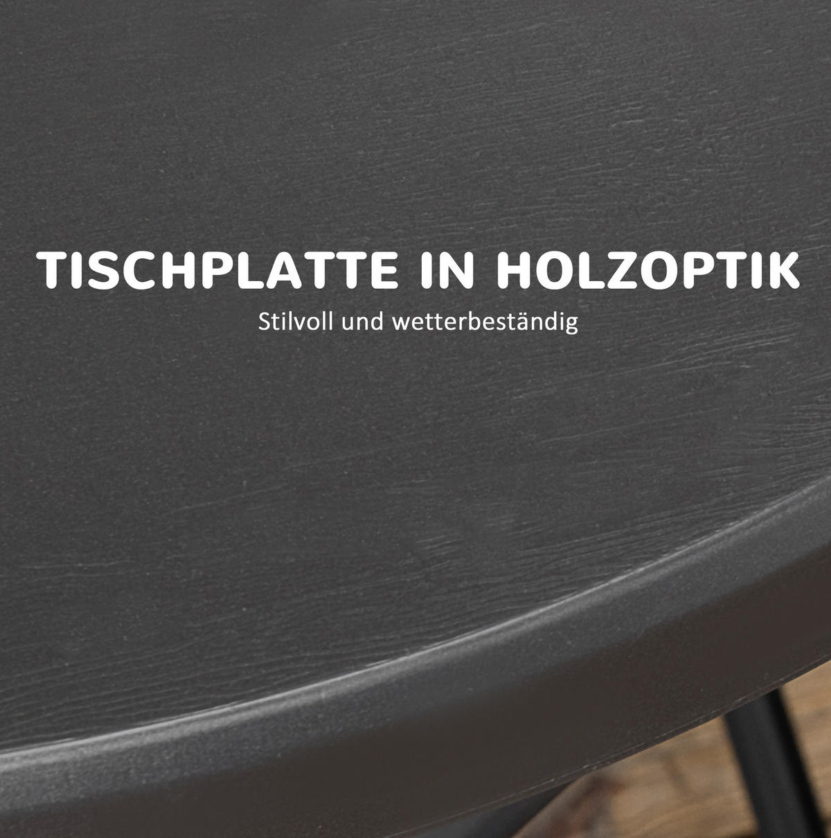 GARTENTISCH 80/80/73 cm dunkelgrau aus Stahl und HDPE klappbar - Dunkelgrau, Metall (80/80/73cm) - OKWISH