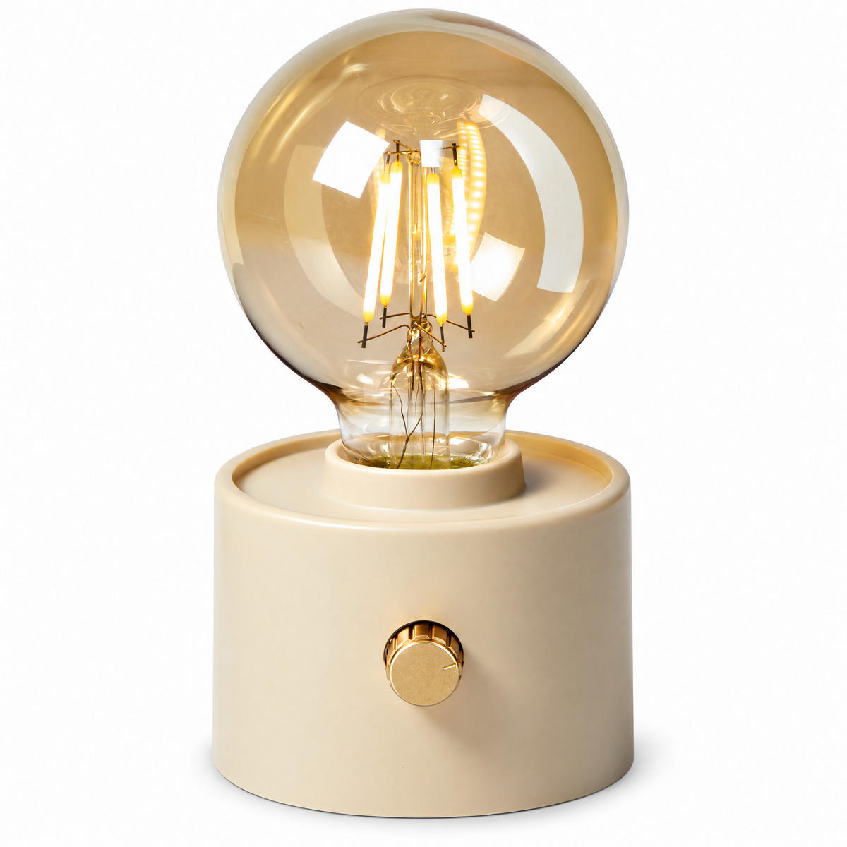 LED-AKKU-TISCHLEUCHTE Vintage dimmbar Drehschalter Edison-Birne USB-C Beige 50 lm - Beige, Kunststoff (10/8.7/16cm) - Northpoint