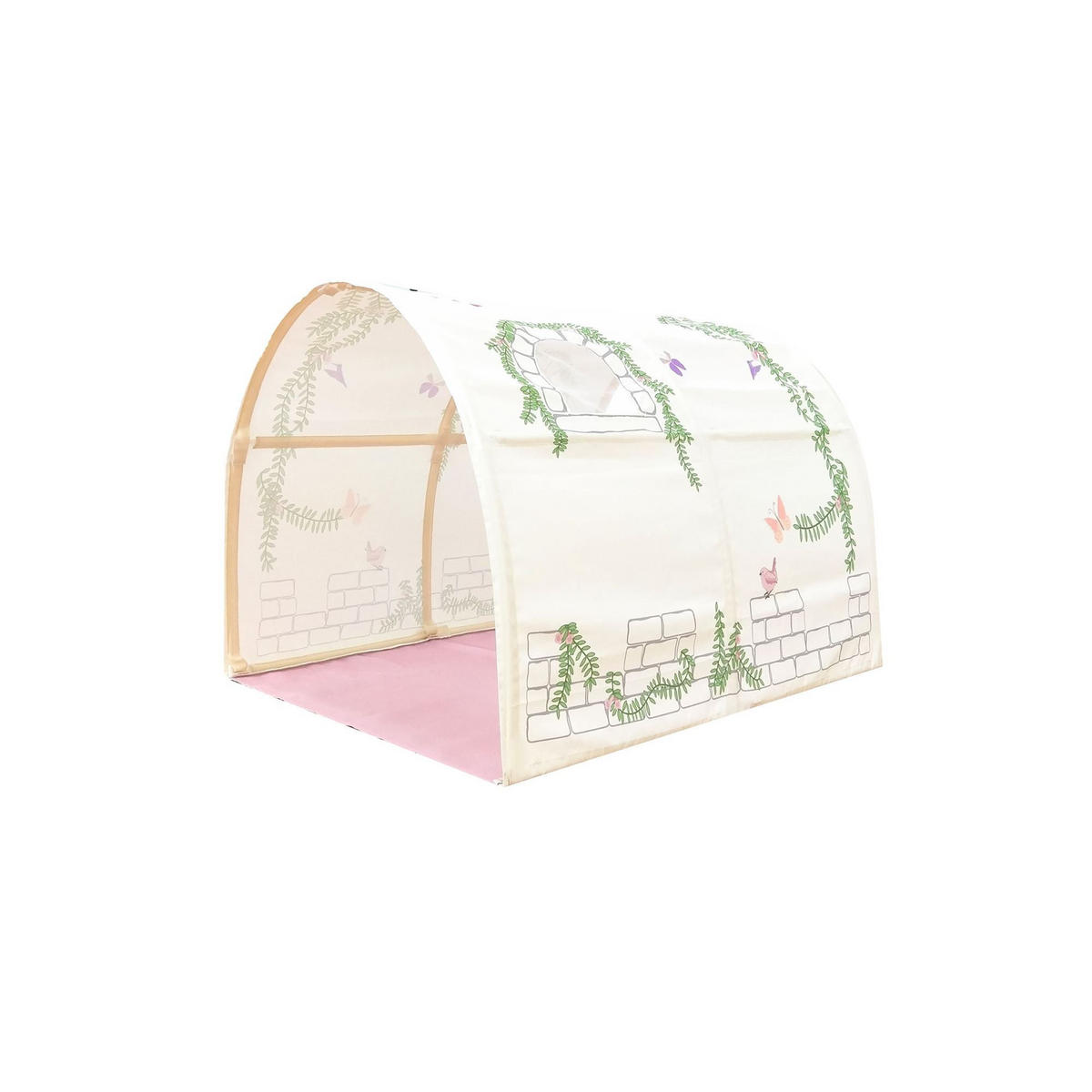 HALBHOHES BETT Kelci 90x200 Textilset Birdy mit Tunnel Buche massiv - Buchefarben, Holz (90/200cm) - 58aufmkessel