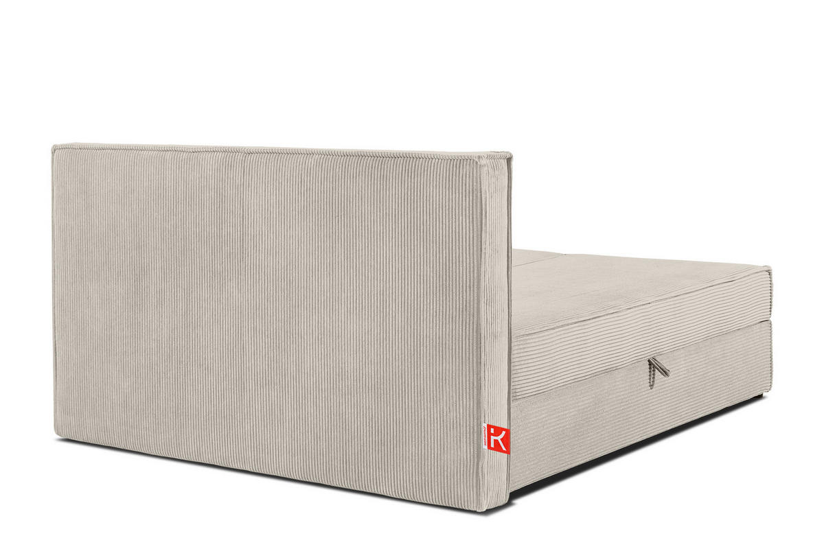 BOXSPRINGBETT ROTI mit Stauraum, cremefarben - Creme/Schwarz, Holz/Holzwerkstoff (140/200cm) - KONSIMO®