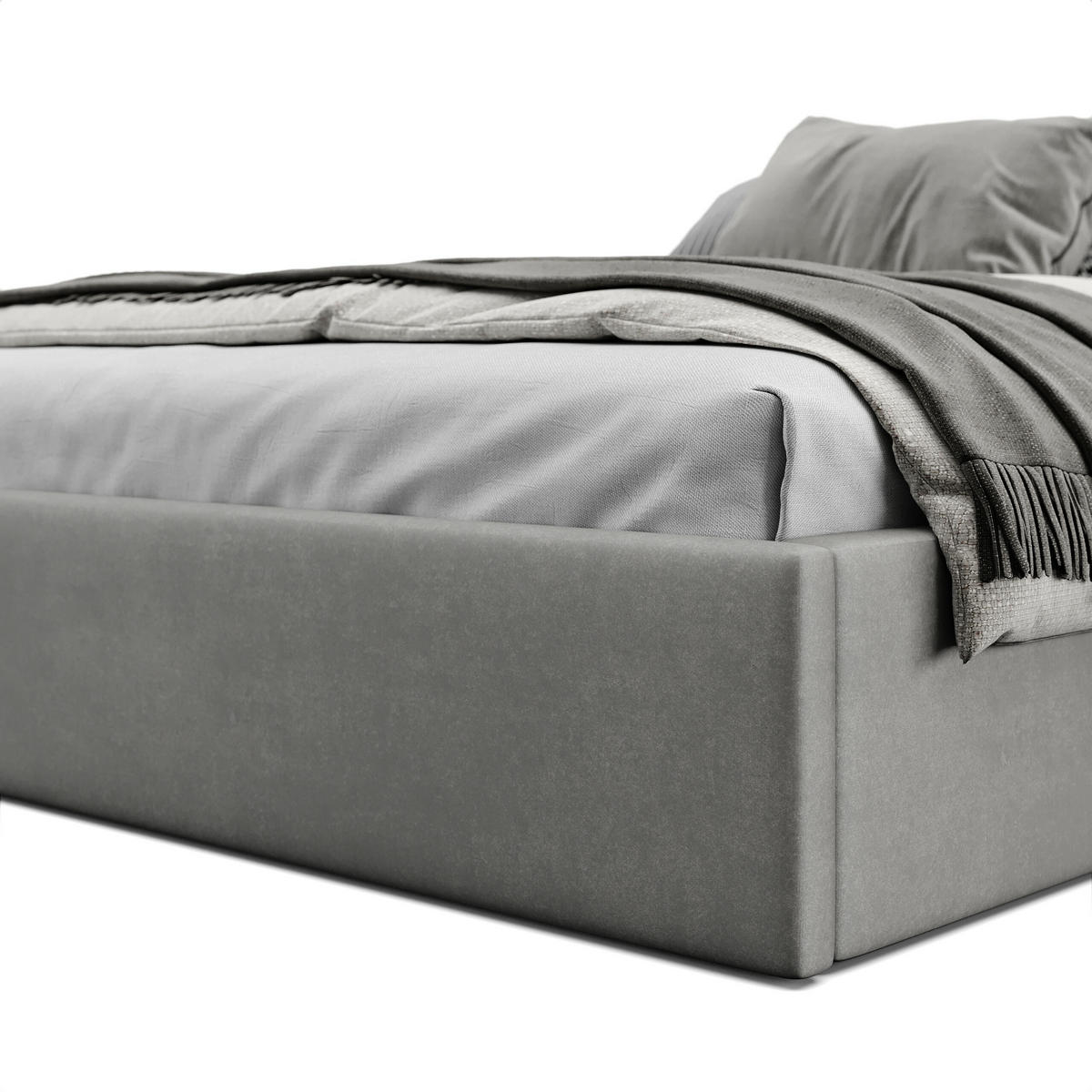 POLSTERBETT 180x200cm Bett mit Stauraum Lattenrost Grau - Grau, Holz/Holzwerkstoff (180/200cm) - Muralo
