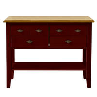 KONSOLENTISCH - Kiefer massiv - Rot/Kieferfarben, Holz (35/102/79cm) - home24