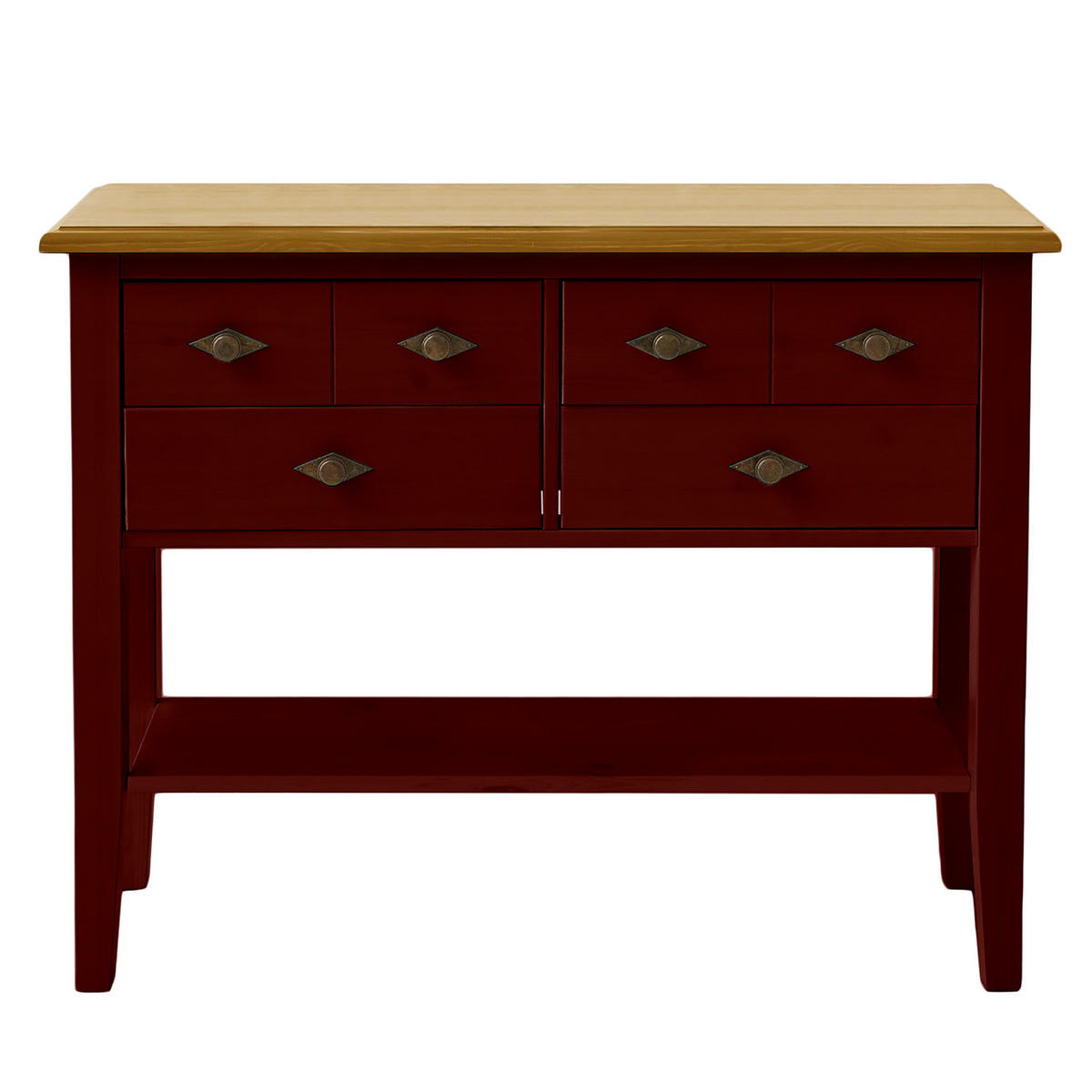 KONSOLENTISCH - Kiefer massiv - Rot/Kieferfarben, Holz (35/102/79cm) - home24