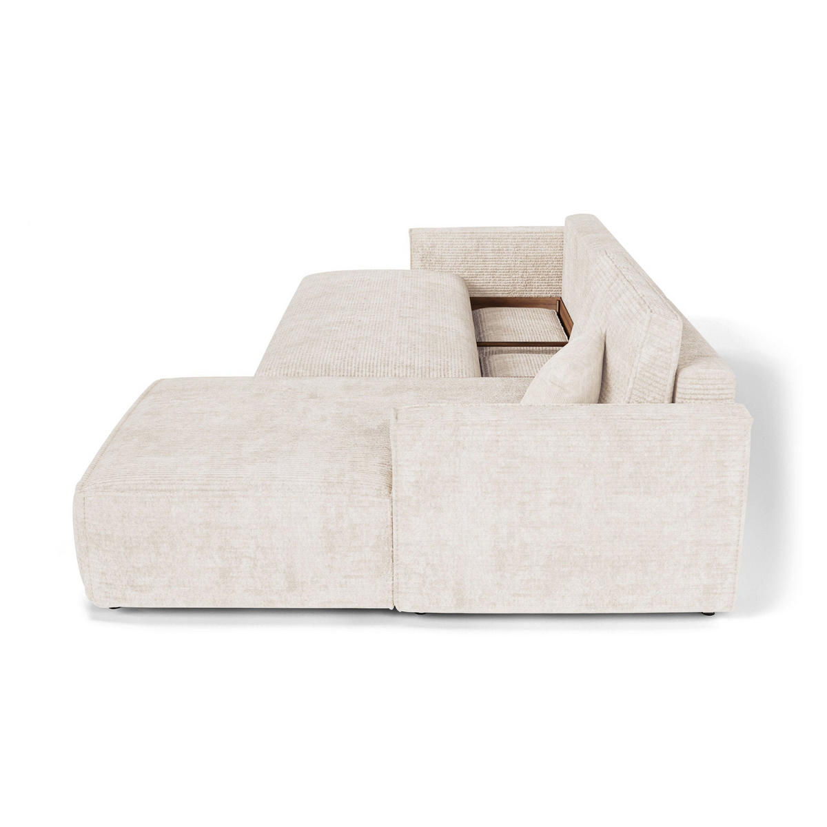 ECKSOFA rechtwinklig Cord Creme 297cm - Creme, Textil (297/167cm) - Premium Interiors