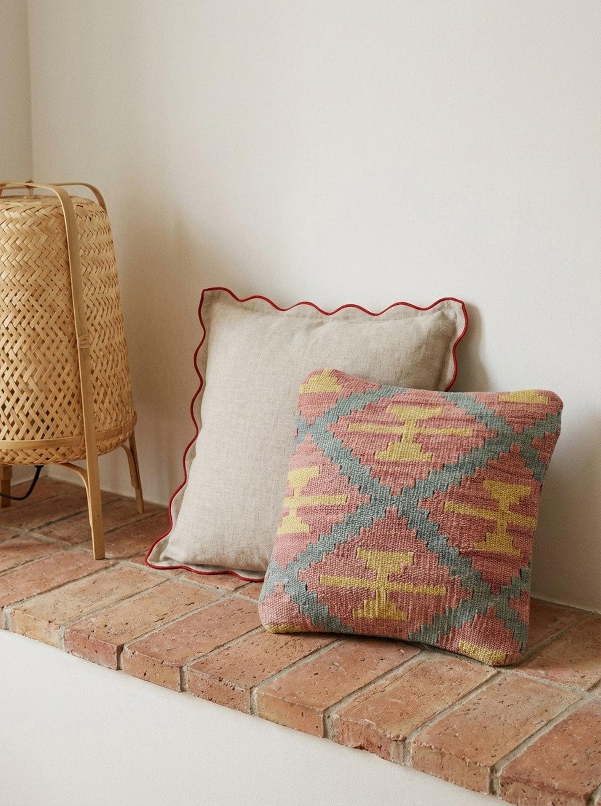 KISSEN Kelim Pink 40/40 cm Schurwolle - Pink, Textil (40/40cm) - Looma