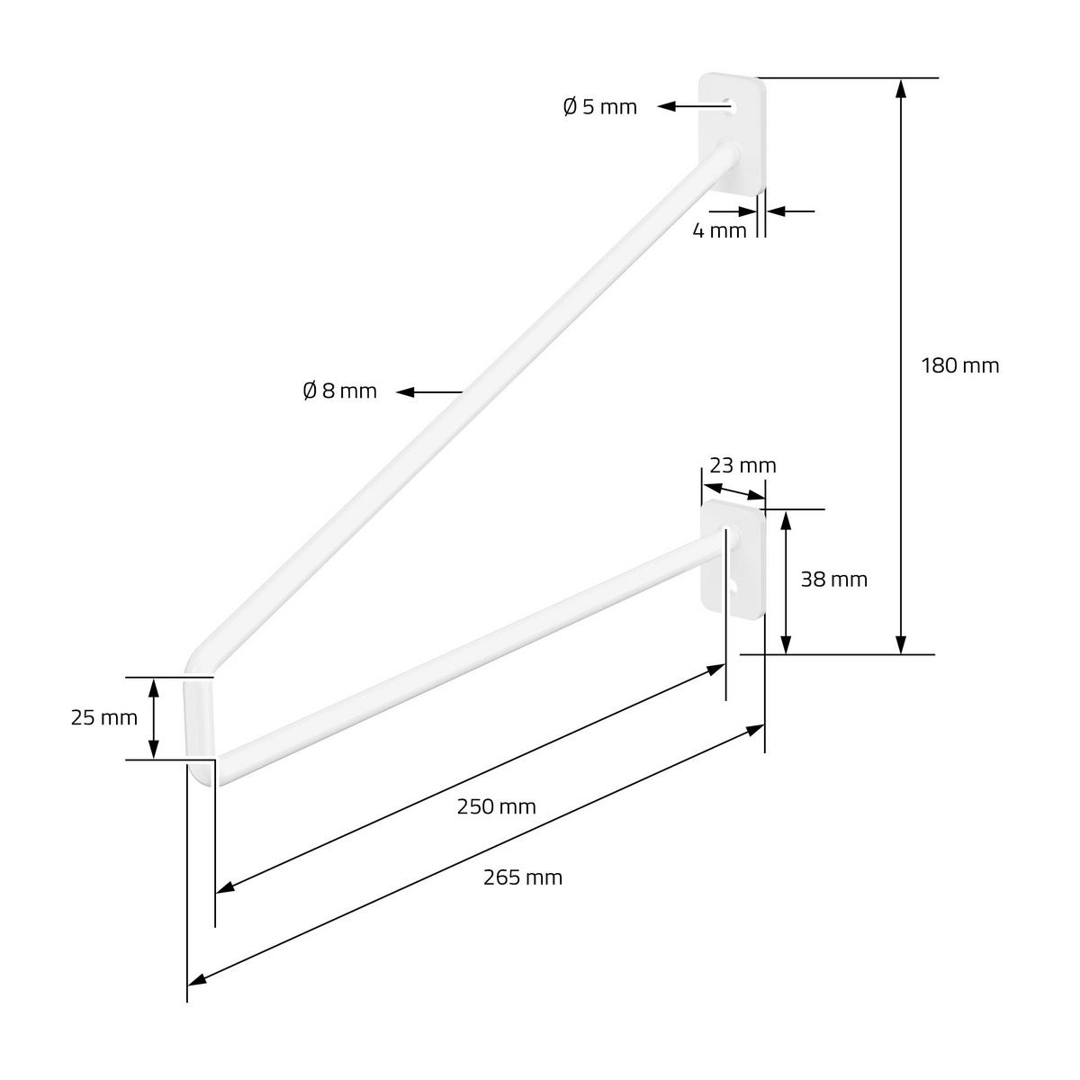 REGALHALTERUNG 2er Set 265mm Weiss - Weiß, Metall (18/2.3/26.5cm) - ML-DESIGN