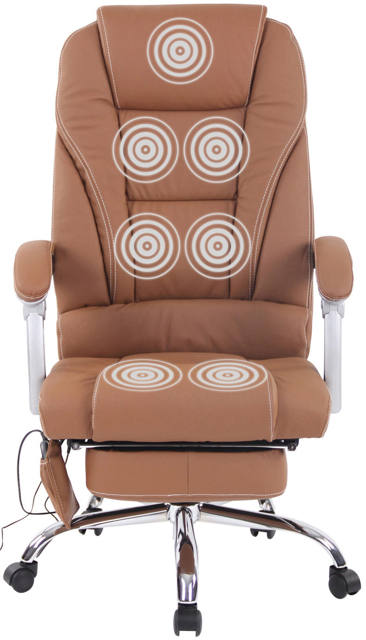 CHEFSESSEL Echtleder Hellbraun - Chromfarben/Hellbraun, Leder/Metall (69/118/64cm) - CLP