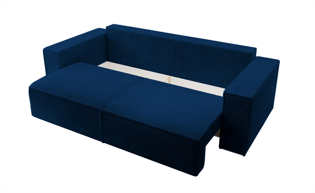 SCHLAFSOFA Farese Dunkelblau Cordbezug - Schwarz/Dunkelblau, Kunststoff/Textil (257/85/102cm) - Selsey
