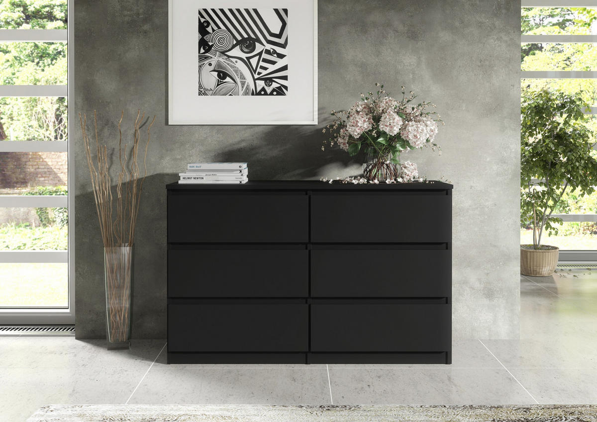 KOMMODE Schwarz 139/79/39 - Schwarz, Holzwerkstoff (139/79/39cm) - RAUMHIRSCH FURNITURE