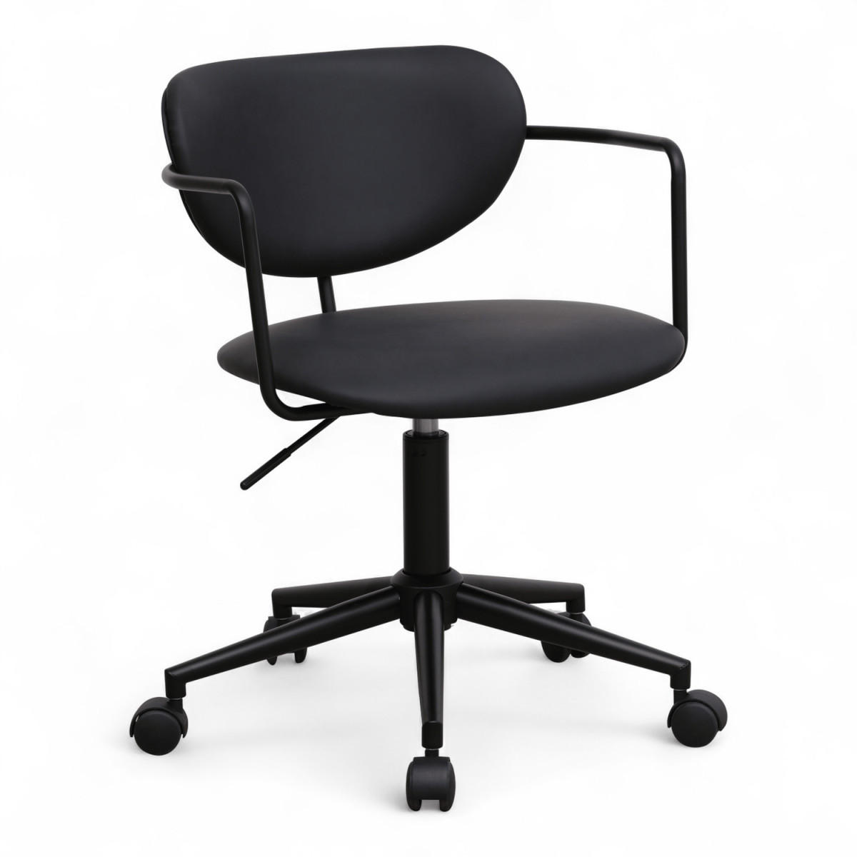 DREHSTUHL höhenverstellbar in Kunstleder Schwarz - Schwarz, Textil/Metall (54/71/57cm) - Furnhouse