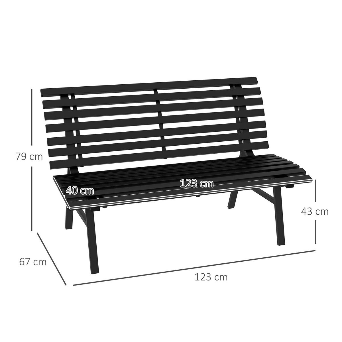 GARTENBANK DE-17767 2-Sitzer mit Aluminium-Lattenrost Schwarz - Schwarz, Metall (123/79/67cm) - ComfortXL