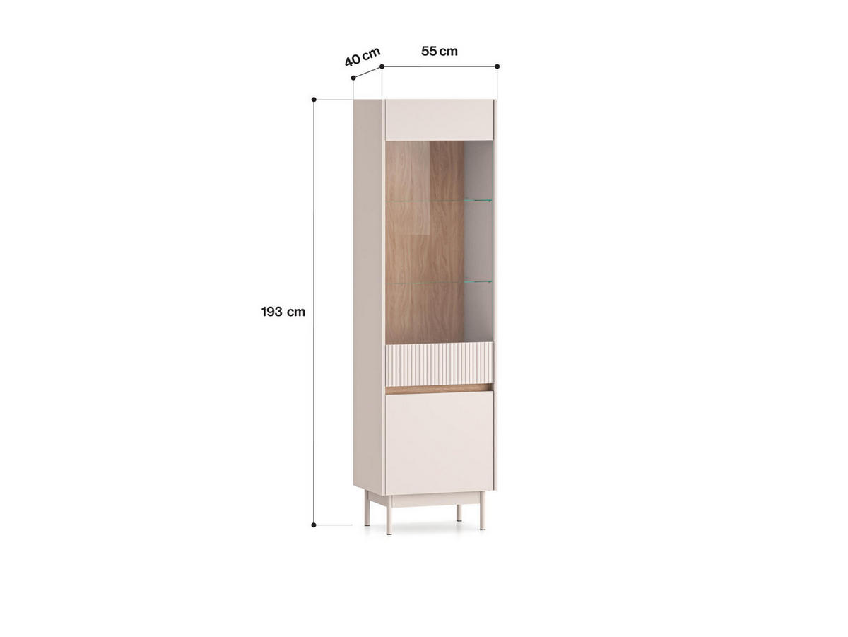 VITRINE DUNEA Beige 55x40x193 cm - Beige, Holzwerkstoff (55/193/40cm) - FURNLUX
