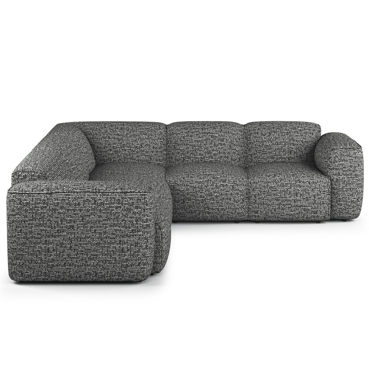ECKSOFA mit Rundecke - Schwarz/Grau, Kunststoff/Textil (325/260cm) - home24